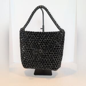 Elegant Black Beaded Handbag